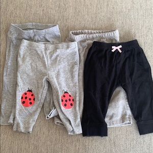 4 pants 6, 6-9, 9 months grey and black
